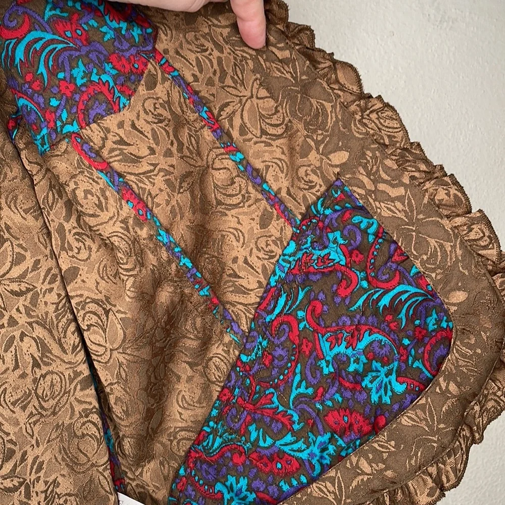 Coldwater creek open damask jacket size PXL tonal brown metallic - Picture 8 of 8